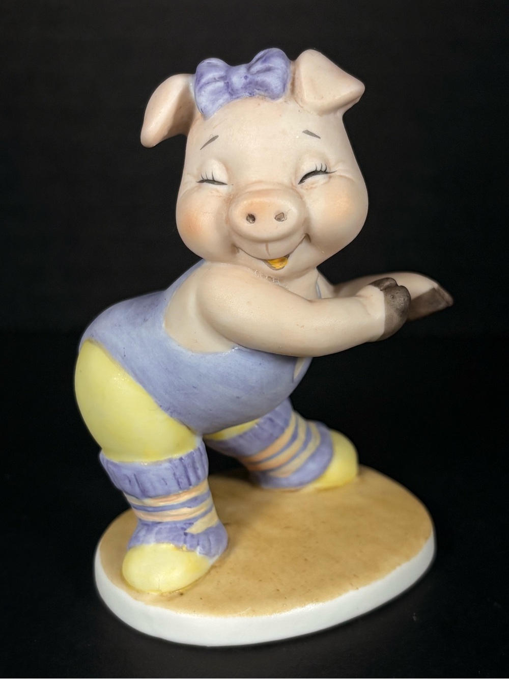 Vintage George Good Aerobics Pig Figurine 1980s Taiwan Exercise Workout 3.5"